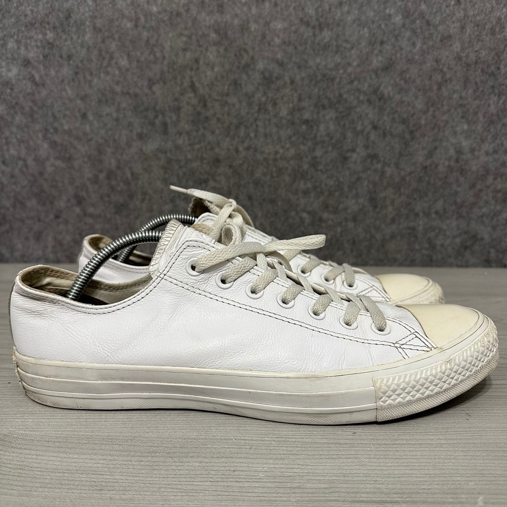 Converse Chuck Taylor All Star OX White Leather Low Top‎ Sneakers Mens Sz 11.5